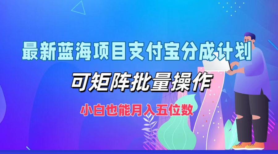 最新蓝海项目支付宝分成计划，小白也能月入五位数，可矩阵批量操作-金九副业网