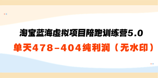 【副业项目3958期】黄岛主：淘宝蓝海虚拟项目陪跑训练营5.0：单天478纯利润（无水印）-金九副业网