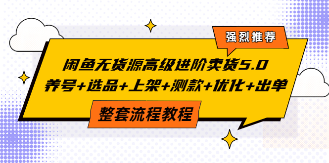 【副业项目4059期】闲鱼无货源高级进阶卖货5.0，养号+选品+上架+测款+优化+出单整套流程教程-金九副业网