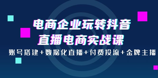 【副业项目4147期】电商企业玩转抖音直播电商实战课：账号搭建+数据化直播+付费投流+金牌主播-金九副业网