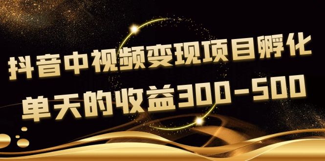 【副业项目4157期】黄岛主《抖音中视频变现项目孵化》单天的收益300-500 操作简单粗暴-金九副业网