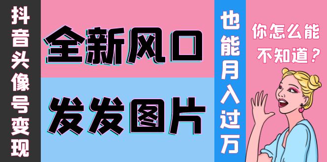 【副业项目4221期】抖音头像号变现0基础教程：全新风口，发发图片也能变现月入10000+-金九副业网