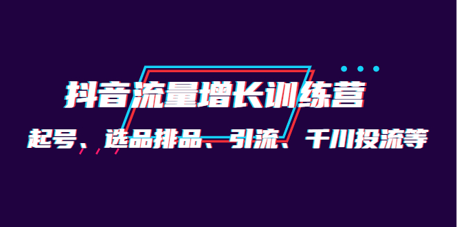 【副业项目4335期】月销1.6亿实操团队·抖音流量增长训练营：起号、选品排品、引流 千川投流等-金九副业网