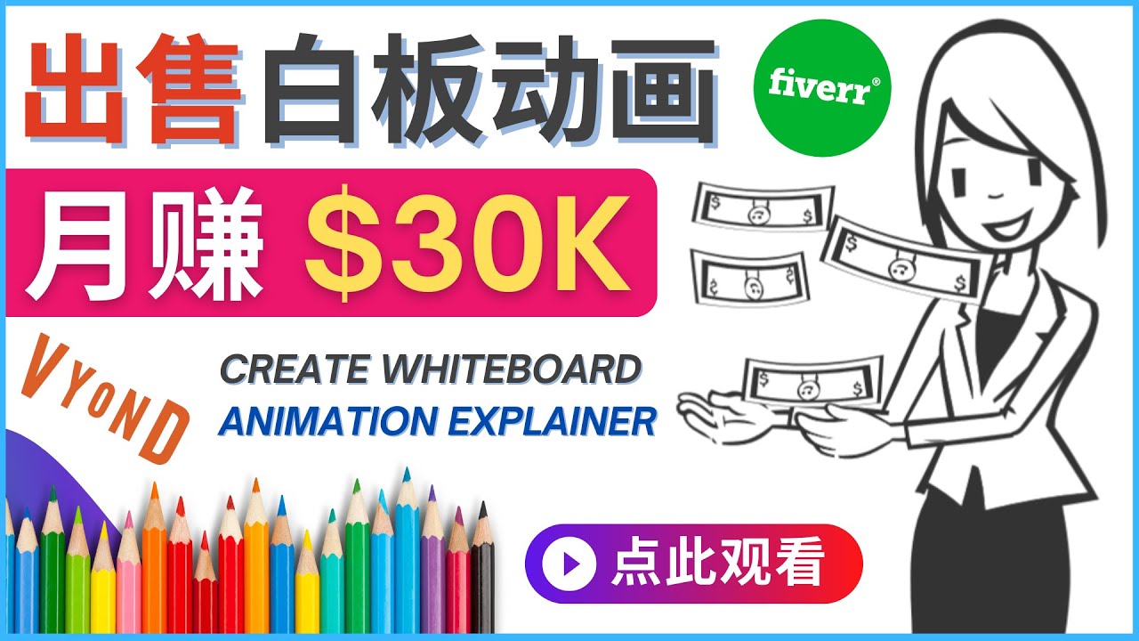 【副业项目4579期】如何用最简单制作白板动画（WhiteBoard Animation）月赚3万美元-金九副业网