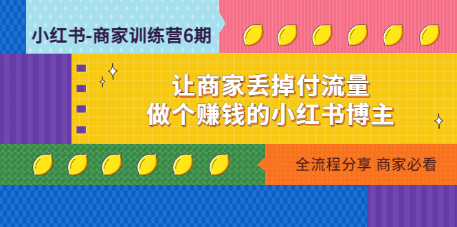 【副业项目5003期】小红书-商家训练营12期：让商家丢掉付流量，做个赚钱的小红书博主-金九副业网