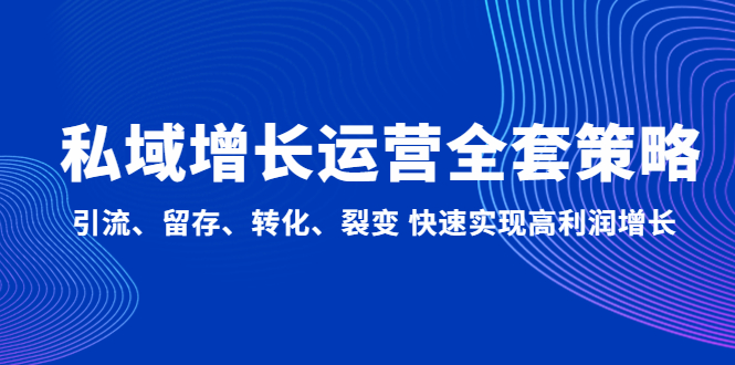 【副业项目5128期】私域增长运营全套策略：引流、留存、转化、裂变 快速实现高利润增长-金九副业网