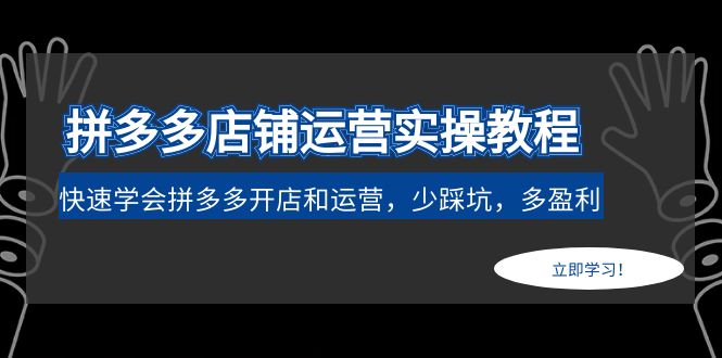 【副业项目5088期】拼多多店铺运营实操教程：快速学会拼多多开店和运营，少踩坑，多盈利-金九副业网