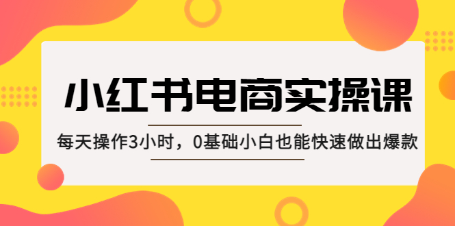 【副业项目5332期】小红书·电商实操课：每天操作3小时，0基础小白也能快速做出爆款-金九副业网