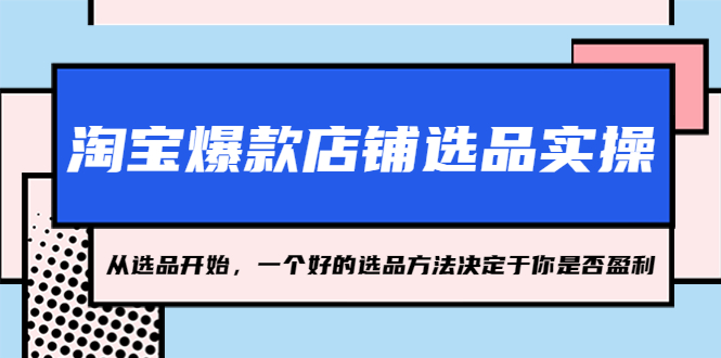 【副业项目5373期】淘宝爆款店铺选品实操，2023从选品开始，一个好的选品方法决定于你是否盈利-金九副业网