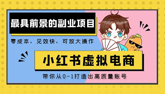 【副业项目5341期】小红书蓝海大市场虚拟电商项目，手把手带你打造出日赚2000+高质量红薯账号-金九副业网