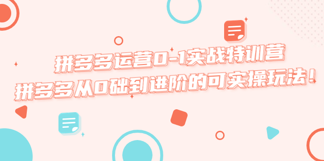 【副业项目5605期】拼多多运营0-1实战特训营，拼多多从0础到进阶的可实操玩法-金九副业网