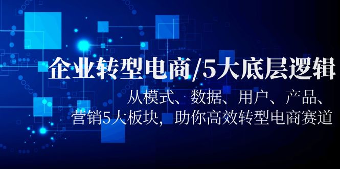 【副业项目5960期】企业转型电商/5大底层逻辑，从模式 数据 用户 产品 营销5大板块，高效转型-金九副业网