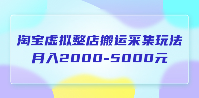 【副业项目5953期】淘宝虚拟整店搬运采集玩法分享课：月入2000-5000元（5节课）-金九副业网