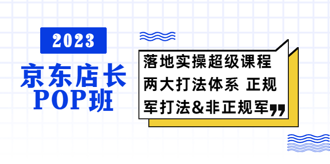 【副业项目5761期】2023京东店长·POP班 落地实操超级课程 两大打法体系 正规军&非正规军-金九副业网