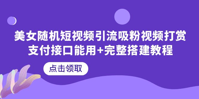 【副业项目6334期】美女随机短视频引流吸粉视频打赏支付接口能用+完整搭建教程-金九副业网