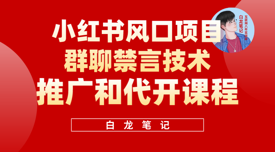 【副业项目5991期】小红书风口项目日入300+，小红书群聊禁言技术代开项目，适合新手操作-金九副业网