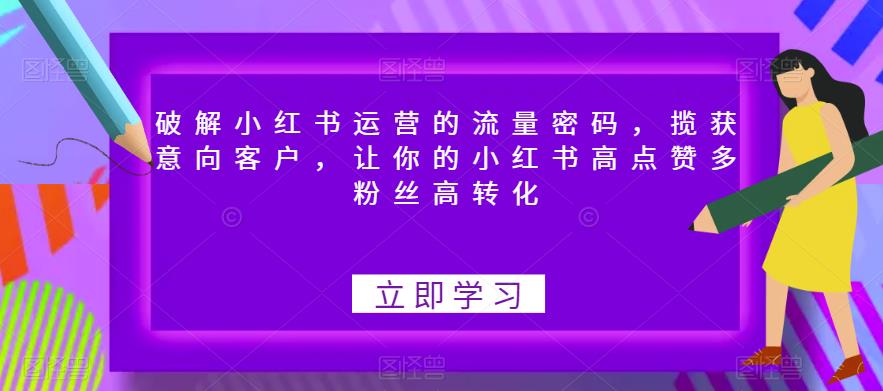 【副业项目6608期】破解小红书运营的流量密码，揽获意向客户，让你的小红书高点赞多粉丝高转化-金九副业网