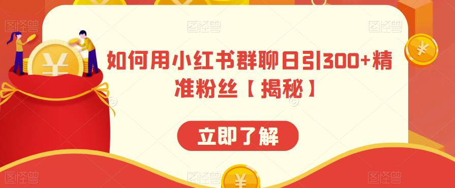 【副业项目6389期】如何用小红书群聊日引300+精准粉丝【揭秘】-金九副业网