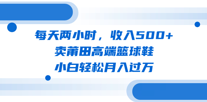 【副业项目6542期】每天两小时，收入500+，卖莆田高端篮球鞋，小白轻松月入过万（教程+素材）-金九副业网