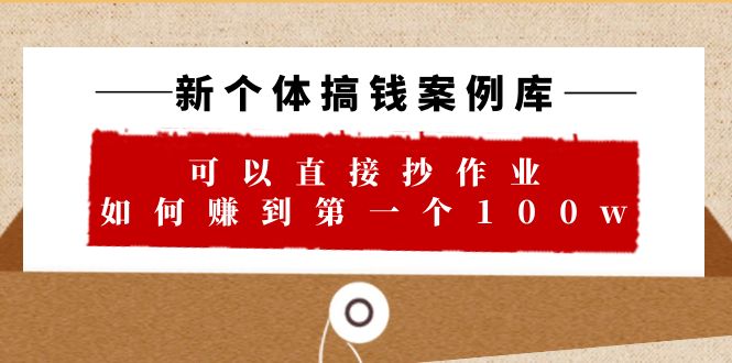 【副业项目6452期】新个体 搞钱案例 库，可以直接抄作业 如何赚到第一个100w（29节视频+文档）-金九副业网