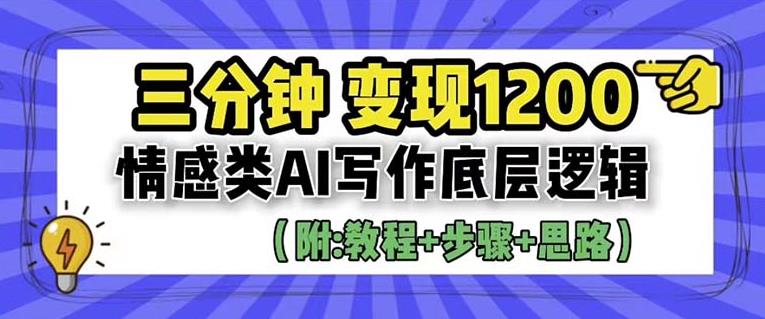 【副业项目6442期】情感类AI写作底层逻辑，3分钟掌握变现技巧（附：详细教程及步骤+独家资料）【揭秘】-金九副业网