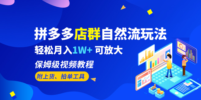 【副业项目6696期】拼多多店群自然流玩法，轻松月入1W+ 保姆级视频教程（附上货、拍单工具）-金九副业网