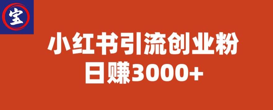 【副业项目6676期】宝哥小红书引流创业粉，日赚3000+【揭秘】-金九副业网