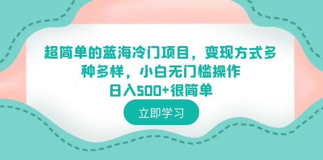 【副业项目6524期】超简单的蓝海冷门项目，变现方式多种多样，小白无门槛操作日入500+很简单-金九副业网