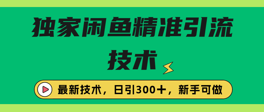 【副业项目6912期】独家闲鱼引流技术，日引300＋实战玩法-金九副业网