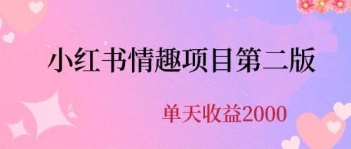 【副业项目6945期】最近爆火小红书情趣项目第二版，每天2000+-金九副业网