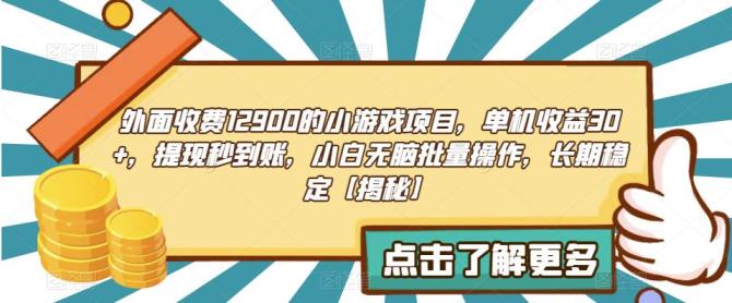 【副业项目6934期】收费12900的小游戏项目，单机收益30+，独家养号方法-金九副业网