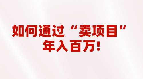 【副业项目7001期】2023年最火项目：通过“卖项目”年入百万！普通人逆袭翻身的唯一出路-金九副业网