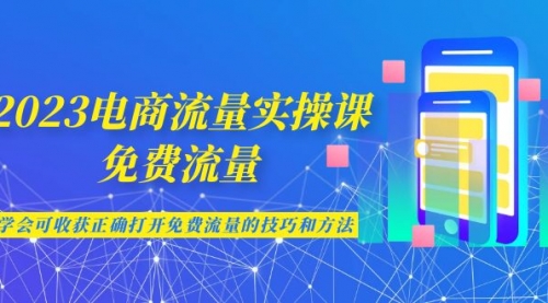 【副业项目7083期】2023电商流量实操课-免费流量，学会可收获正确打开免费流量的技巧和方法-金九副业网