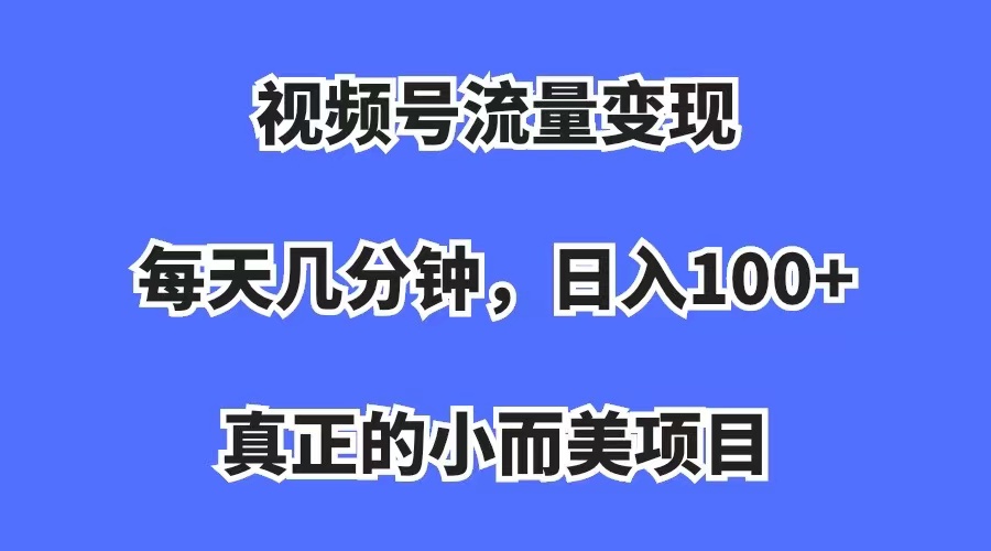 【副业项目7352期】视频号流量变现，每天几分钟，收入100+，真正的小而美项目-金九副业网