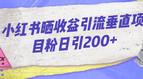 【副业项目7194期】小红书晒收益图引流垂直项目粉日引200+-金九副业网