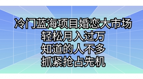 【副业项目7246期】冷门蓝海项目婚恋大市场，轻松月入过万-金九副业网