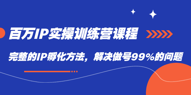 【副业项目7564期】百万IP实战训练营课程，完整的IP孵化方法，解决做号99%的问题-金九副业网