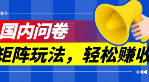 【副业项目7605期】保姆级教程，国内问卷矩阵玩法，轻松赚收益-金九副业网