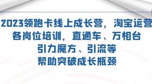 【副业项目7677期】2023领跑·卡 线上成长营 淘宝运营各岗位培训 直通车 万相台 引力魔方 引流-金九副业网