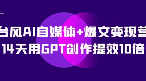 【副业项目7733期】台风AI自媒体+爆文变现营，14天用GPT创作提效10倍（12节课）-金九副业网