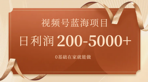 【副业项目7898期】视频号蓝海项目，0基础在家也能做，日入200-5000+【附266G资料】-金九副业网