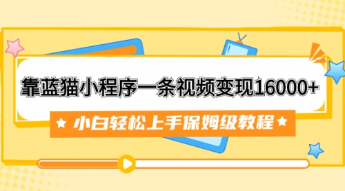 【副业项目7909期】靠蓝猫小程序一条视频变现16000+小白轻松上手保姆级教程（附166G资料素材）-金九副业网