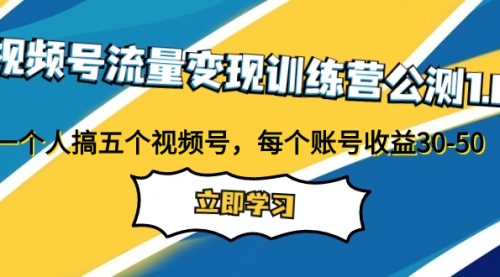 【副业项目8026期】视频号流量变现训练营公测1.0：一个人搞五个视频号，每个账号收益30-50-金九副业网