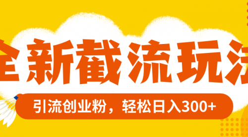 【副业项目8262期】全新截流玩法，精准引流创业粉，轻松日入300+-金九副业网