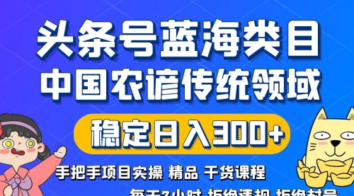 【副业8708期】头条号蓝海类目传统和农谚领域实操精品课程拒绝违规封号稳定日入300+-金九副业网