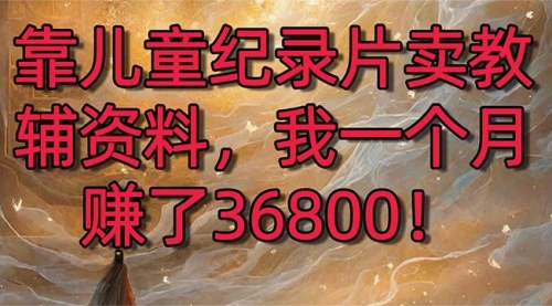 【副业8869期】靠儿童纪录片卖教辅资料，一个月赚了36800！暴力变现2.0版本，喂饭级教学-金九副业网