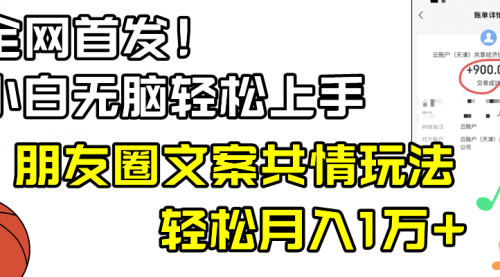 【副业8908期】小白轻松无脑上手，朋友圈共情文案玩法，月入1W+-金九副业网