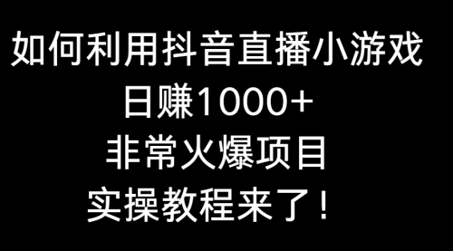 【副业8921期】如何利用抖音直播小游戏日赚1000+，非常火爆项目，实操教程来了！-金九副业网