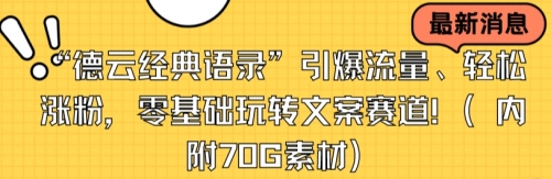 【副业8957期】“德云经典语录”引爆流量、轻松涨粉，零基础玩转文案赛道（内附70G素材）-金九副业网