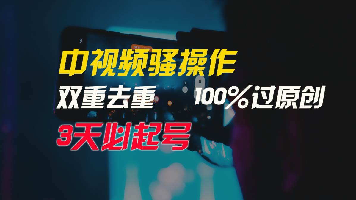 中视频骚操作，双重去重100%过原创，3天比必起号，简单无脑，月入3W+-金九副业网